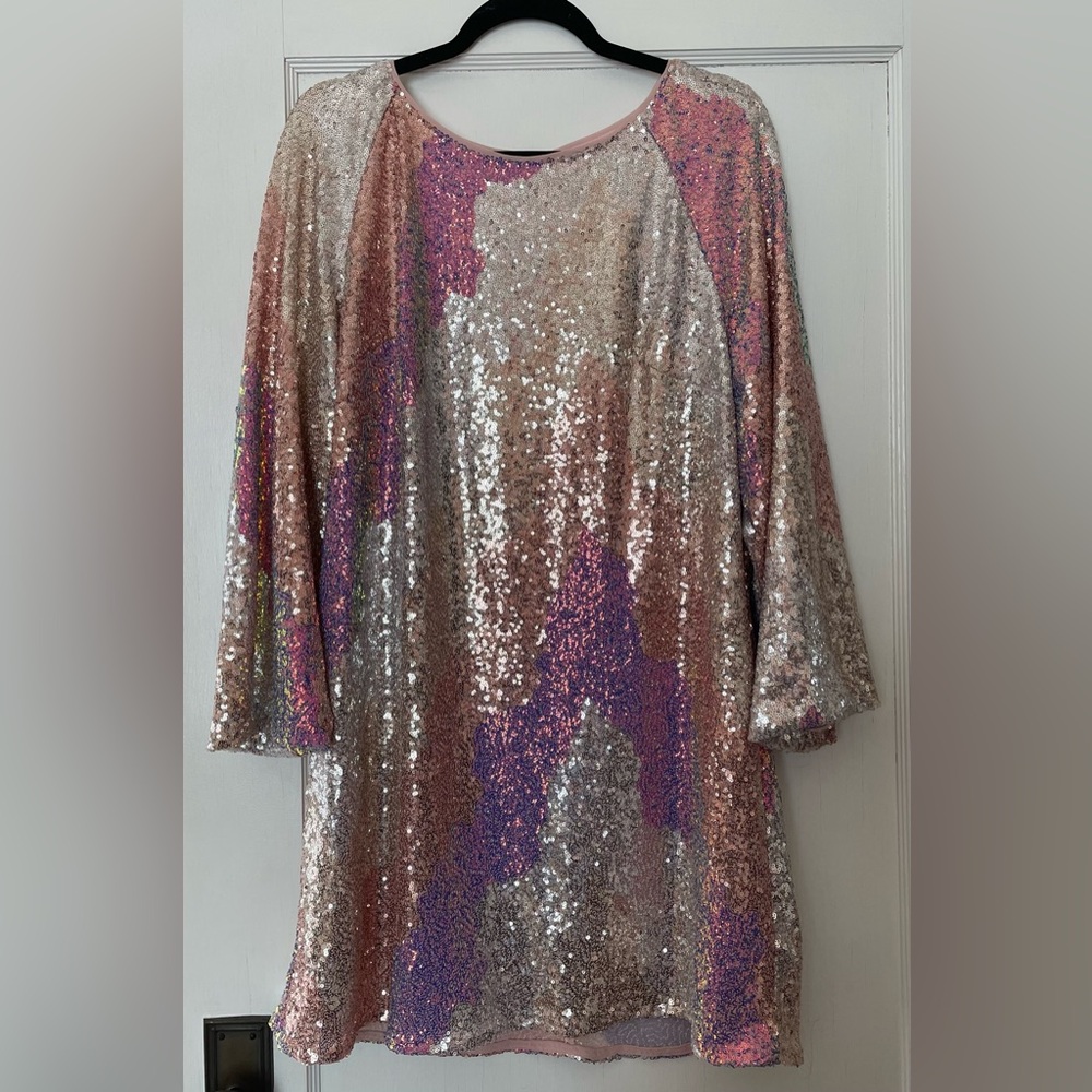 H&M Rose Gold Sequin Cocktail Dress Size Large